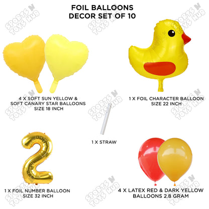 Chick Cartoon Foil Pack Of 10 Pastel Balloon Set With 32 Inch Foil Number Balloon