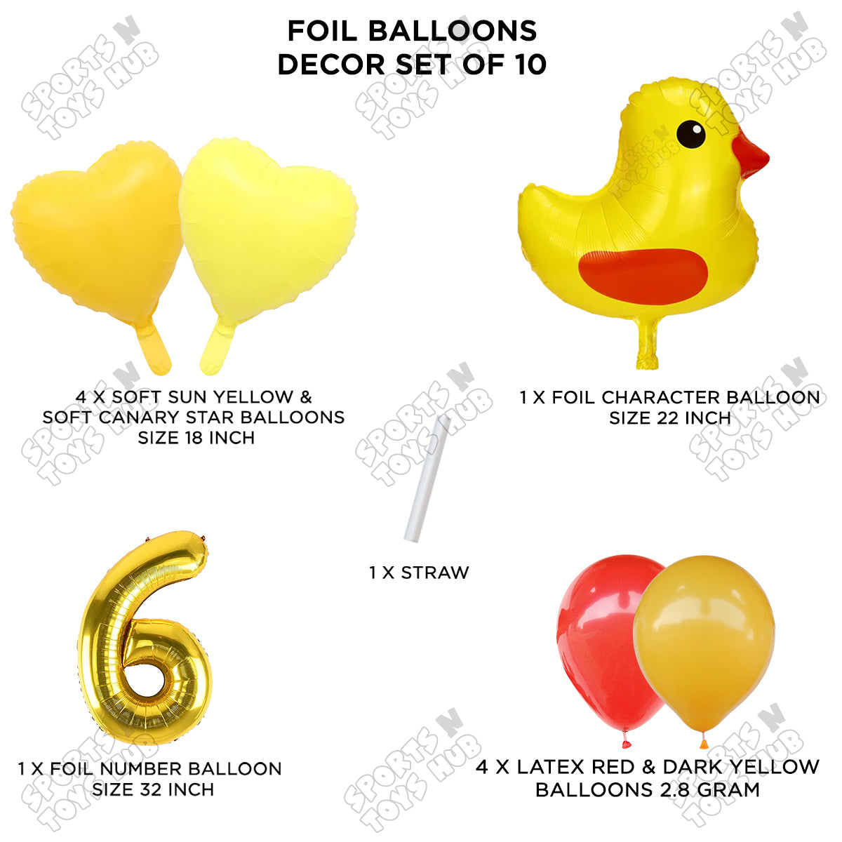 Chick Cartoon Foil Pack Of 10 Pastel Balloon Set With 32 Inch Foil Number Balloon