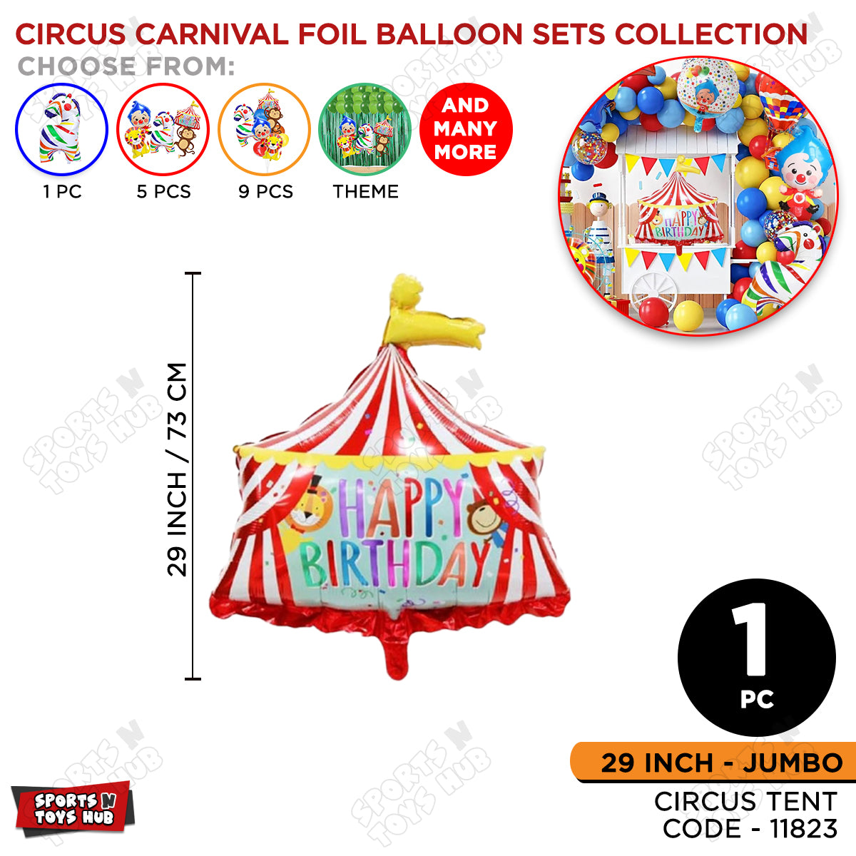 Circus Birthday Tent Foil Balloon