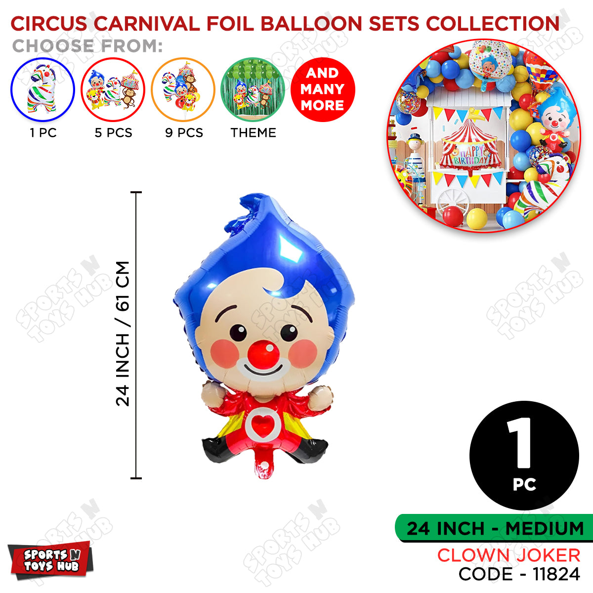 Circus Clown Joker Foil Balloon