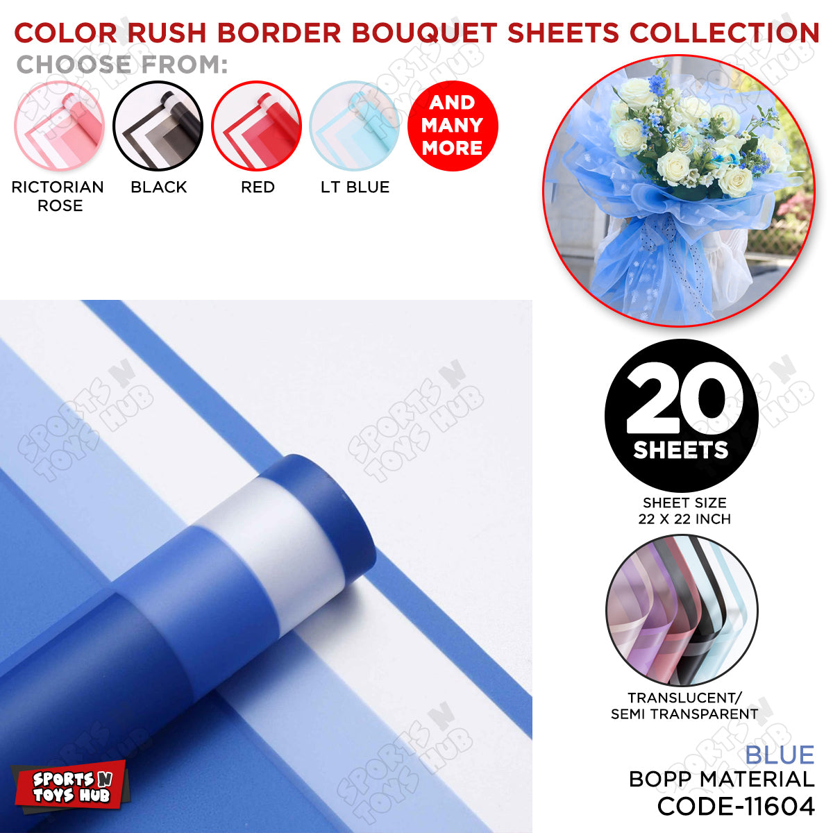Color Rush Border Bouquet Sheet, Floral Gifting Sheets, Wrapping Paper Collections