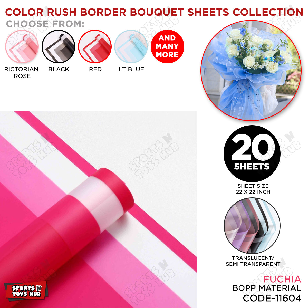 Color Rush Border Bouquet Sheet, Floral Gifting Sheets, Wrapping Paper Collections
