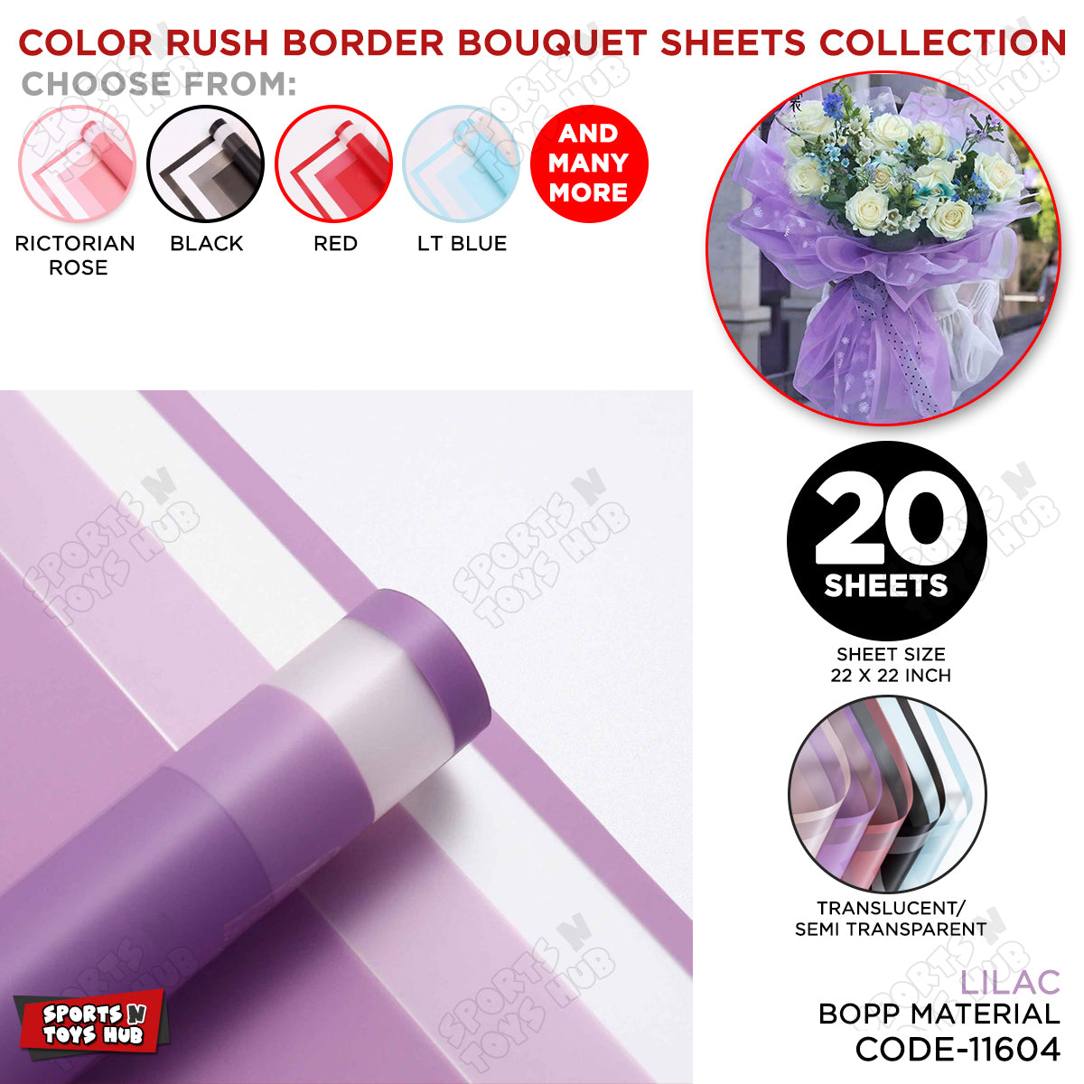 Color Rush Border Bouquet Sheet, Floral Gifting Sheets, Wrapping Paper Collections