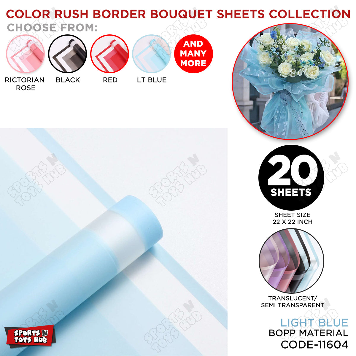 Color Rush Border Bouquet Sheet, Floral Gifting Sheets, Wrapping Paper Collections