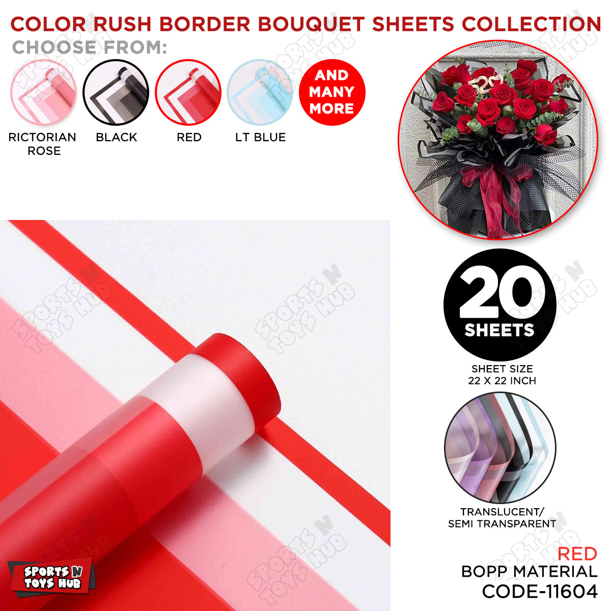Color Rush Border Bouquet Sheet, Floral Gifting Sheets, Wrapping Paper Collections