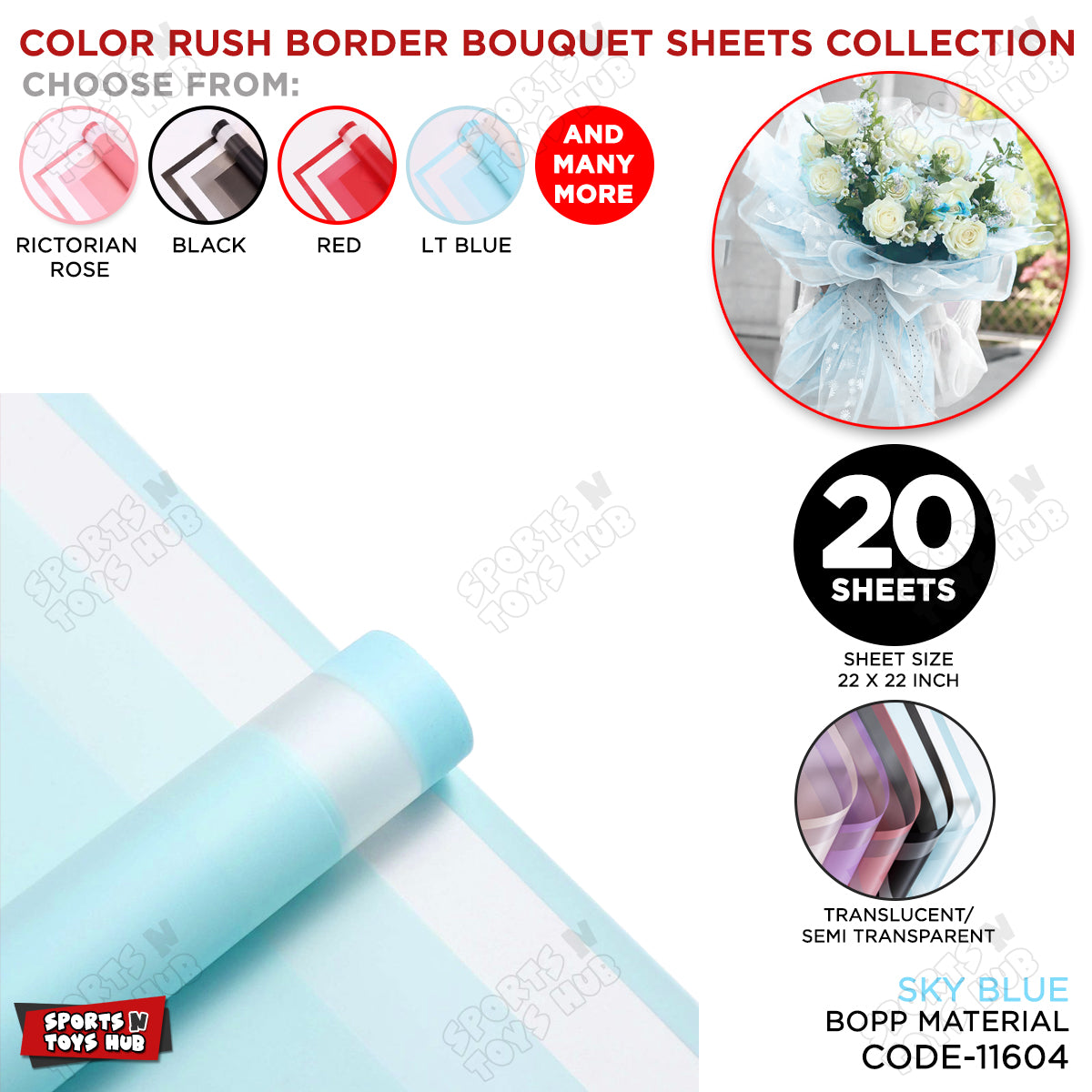 Color Rush Border Bouquet Sheet, Floral Gifting Sheets, Wrapping Paper Collections