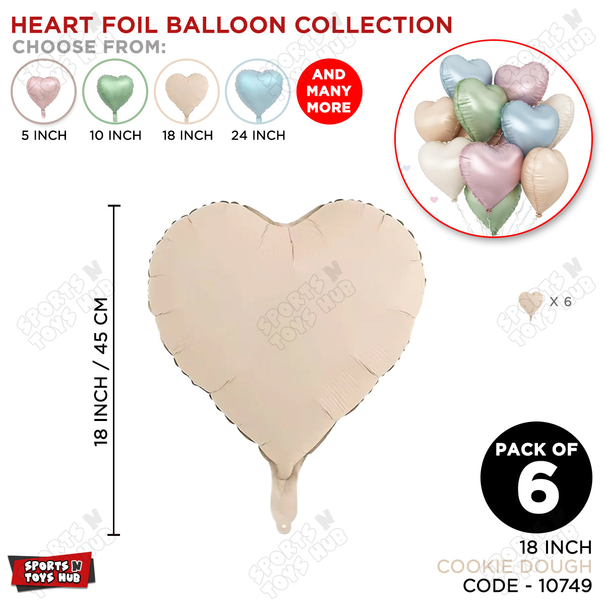 18 Inch - Retro Cookie Dough Heart Foil Balloon
