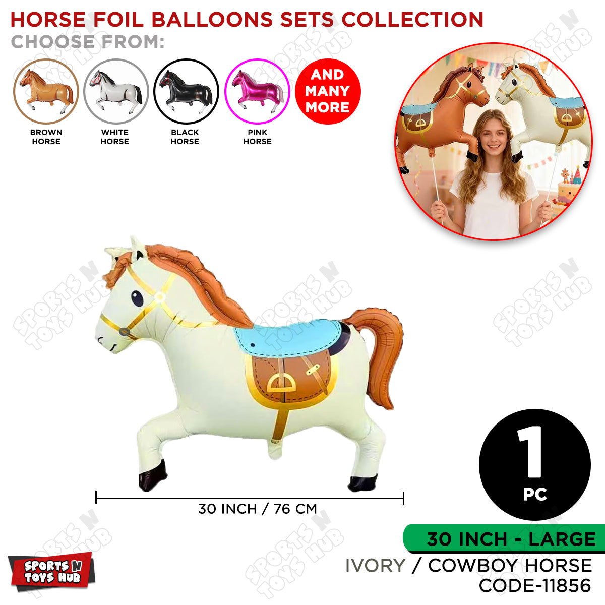 Cow Boy Horse Foil Balloon