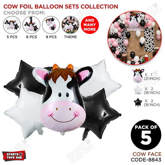 Cow Pack Of 5 Foil Balloon Set