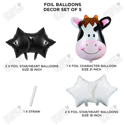 Cow Pack Of 5 Foil Balloon Set