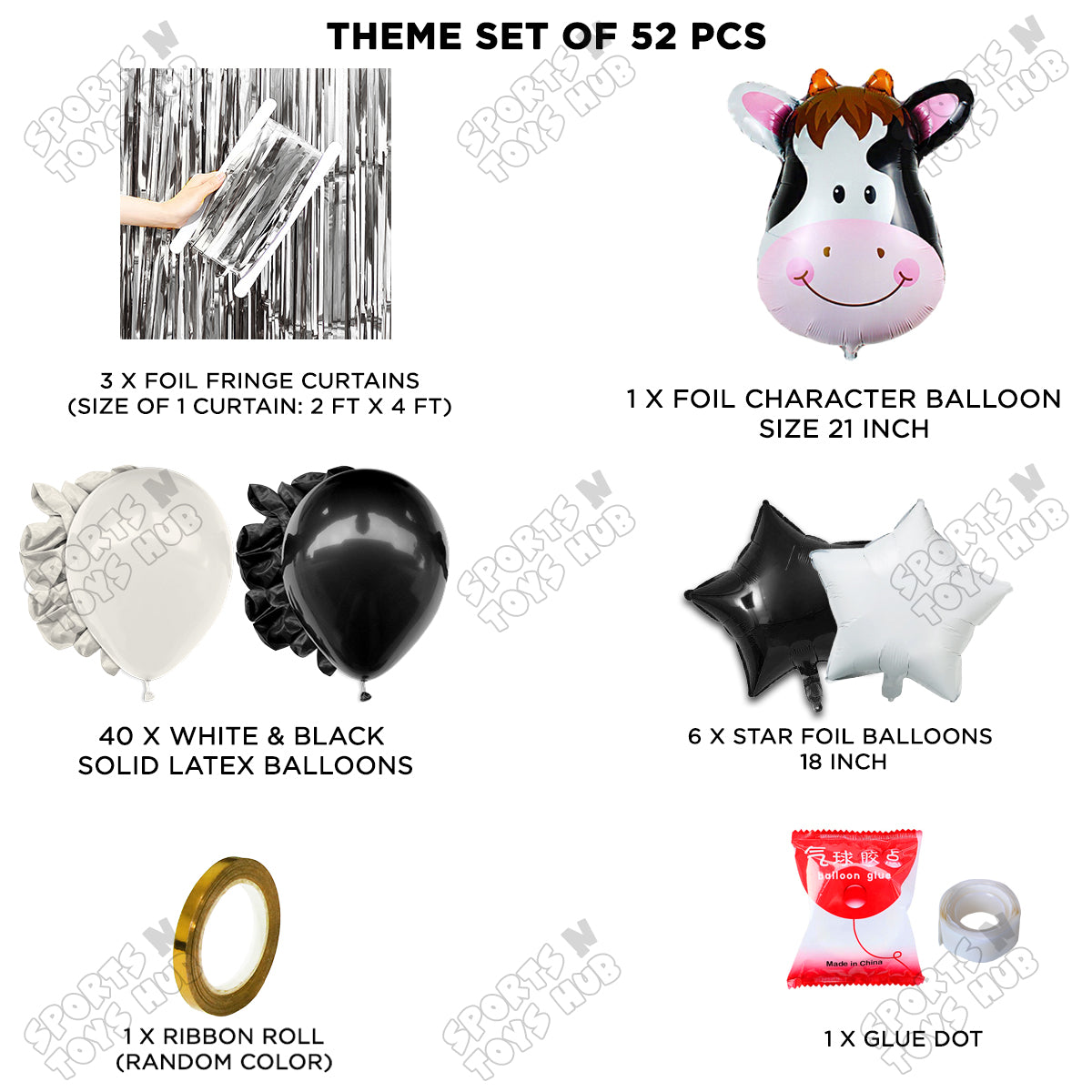Cow Face Foil Balloon Set Theme – Farm Animal Birthday Party Decoration Kit for Kids, Boys, Girls, Baby Shower & Barnyard Celebration
