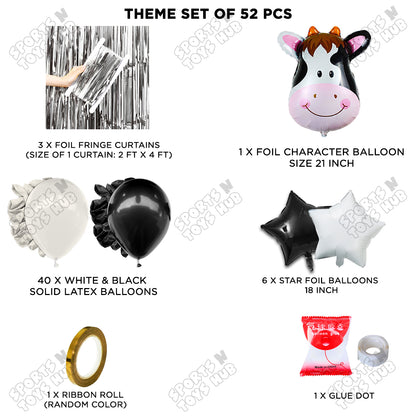 Cow Face Foil Balloon Set Theme – Farm Animal Birthday Party Decoration Kit for Kids, Boys, Girls, Baby Shower & Barnyard Celebration