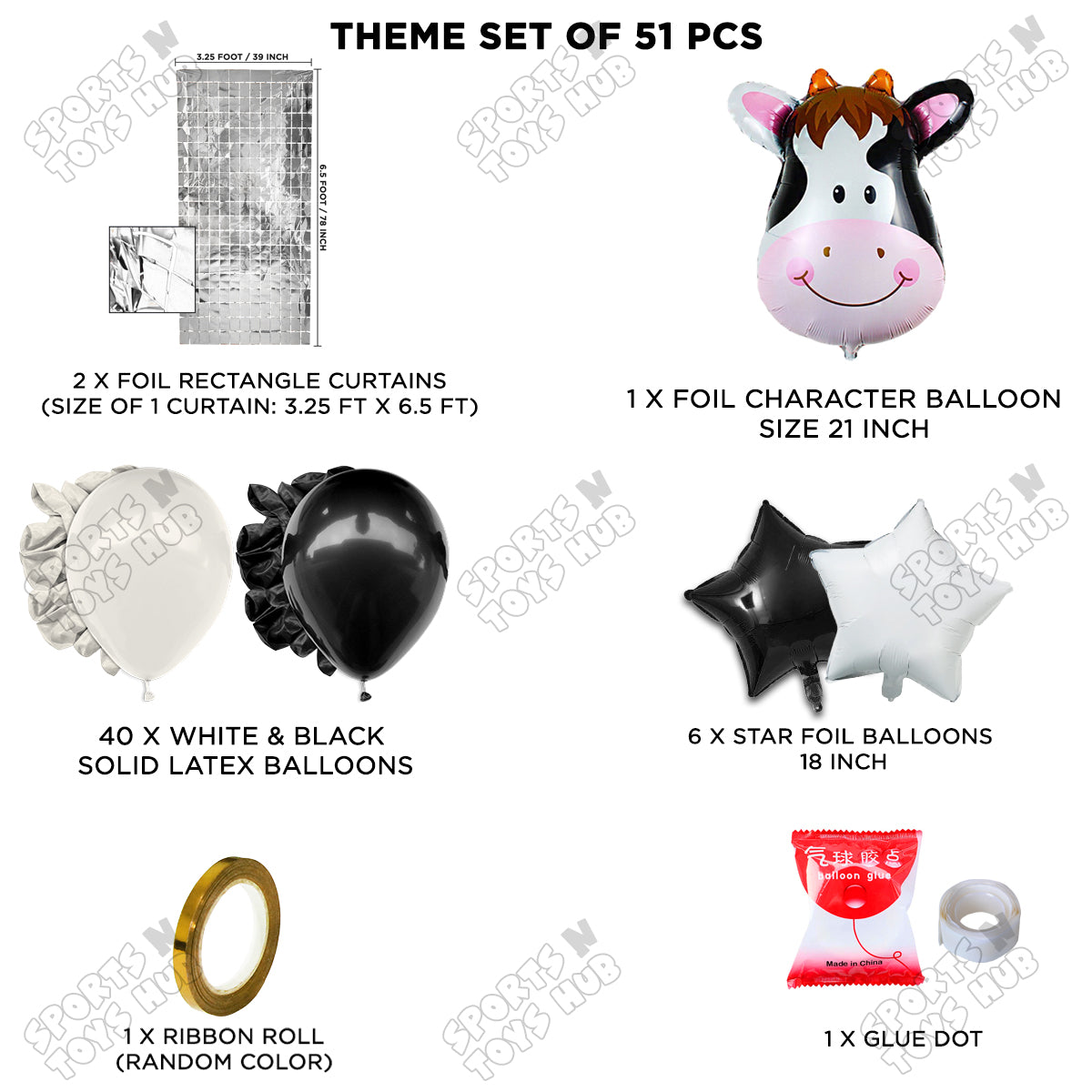 Cow Face Foil Balloon Set Theme – Farm Animal Birthday Party Decoration Kit for Kids, Boys, Girls, Baby Shower & Barnyard Celebration