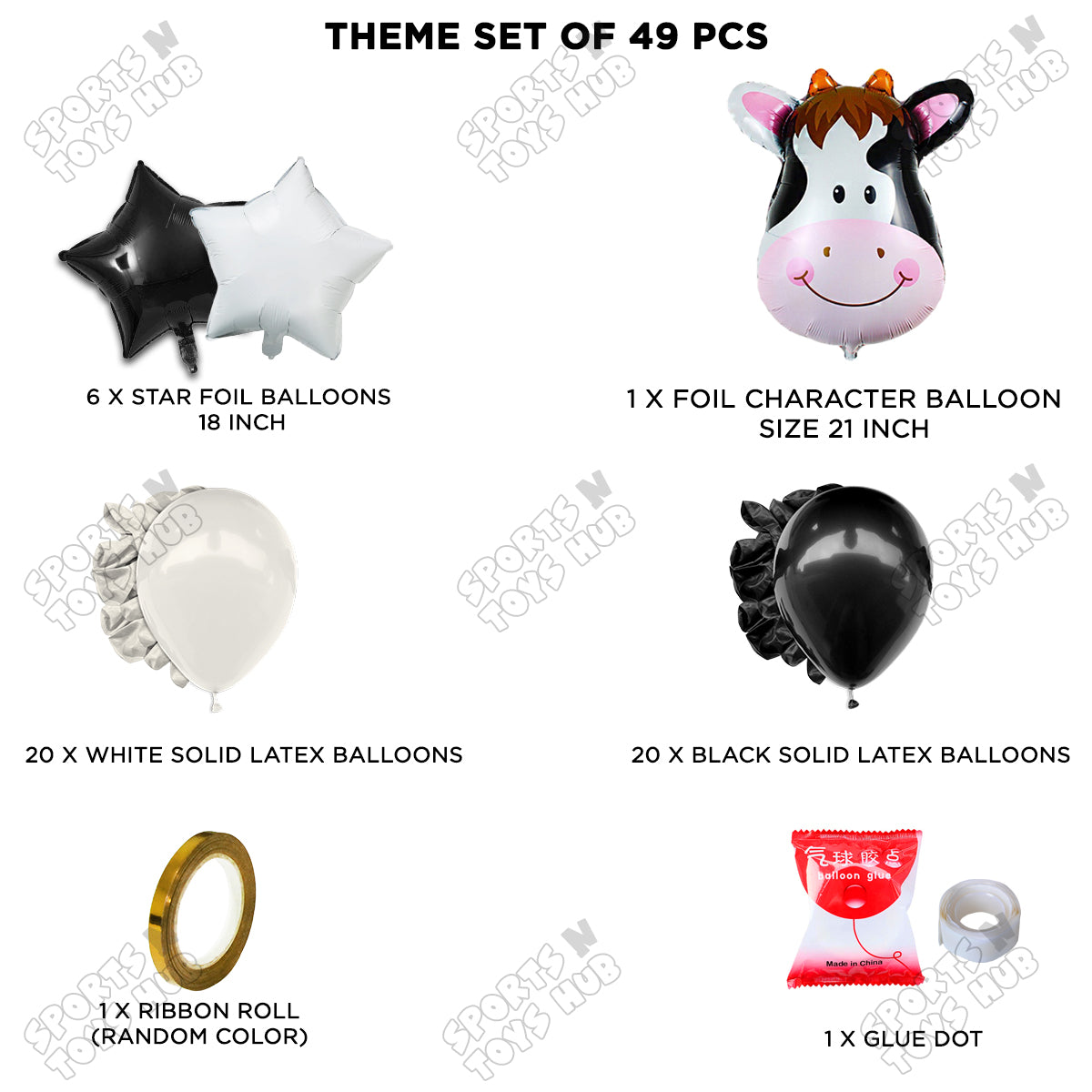 Cow Face Foil Balloon Set Theme – Farm Animal Birthday Party Decoration Kit for Kids, Boys, Girls, Baby Shower & Barnyard Celebration
