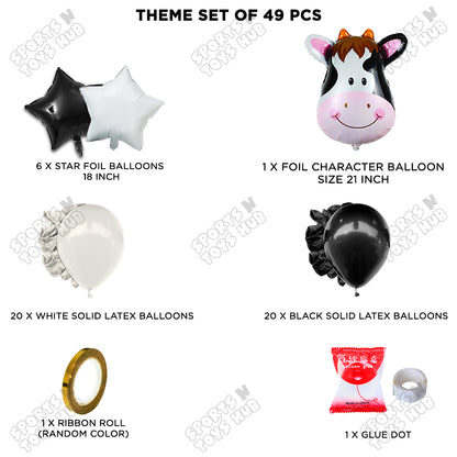Cow Face Foil Balloon Set Theme – Farm Animal Birthday Party Decoration Kit for Kids, Boys, Girls, Baby Shower & Barnyard Celebration