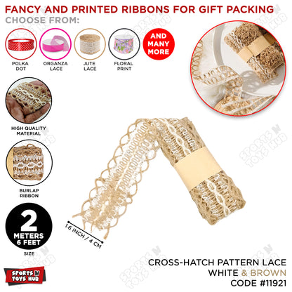 Cross Hatch Pattern Burlap Ribbon – Rustic Jute Decorative Trim for Gift Wrapping, Wedding Decorations, Floral Bouquets, DIY Arts & Crafts & Home Décor
