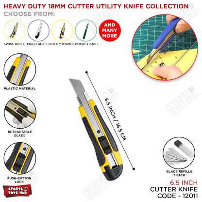 18MM Cutter Utility Knife – Heavy Duty Retractable Box Cutter for Cardboard, Carton Opening, Packaging & DIY Crafts