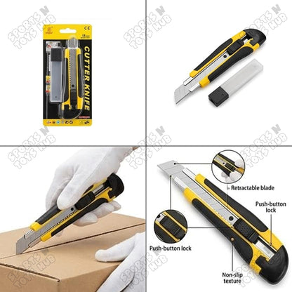 18MM Cutter Utility Knife – Heavy Duty Retractable Box Cutter for Cardboard, Carton Opening, Packaging & DIY Crafts