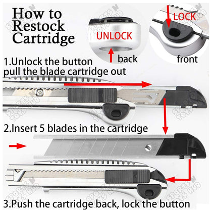 18MM Heavy Duty Utility Cutter Knife – Retractable Box Cutter for Cardboard Cutting, Carton Opening, Parcel Packaging, Paper Trimming, Warehouse, Office Supplies & DIY Arts and Crafts