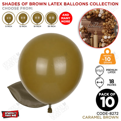 Caramel Brown Latex Balloons Available In 9, 12, 18 & 36 Inch Sizes