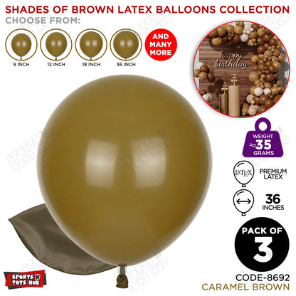 Caramel Brown Latex Balloons Available In 9, 12, 18 & 36 Inch Sizes