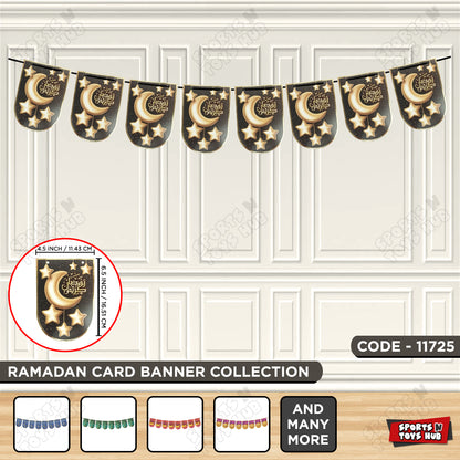 Ramadan Kareem Black Cresent Moon Printed Card Banner