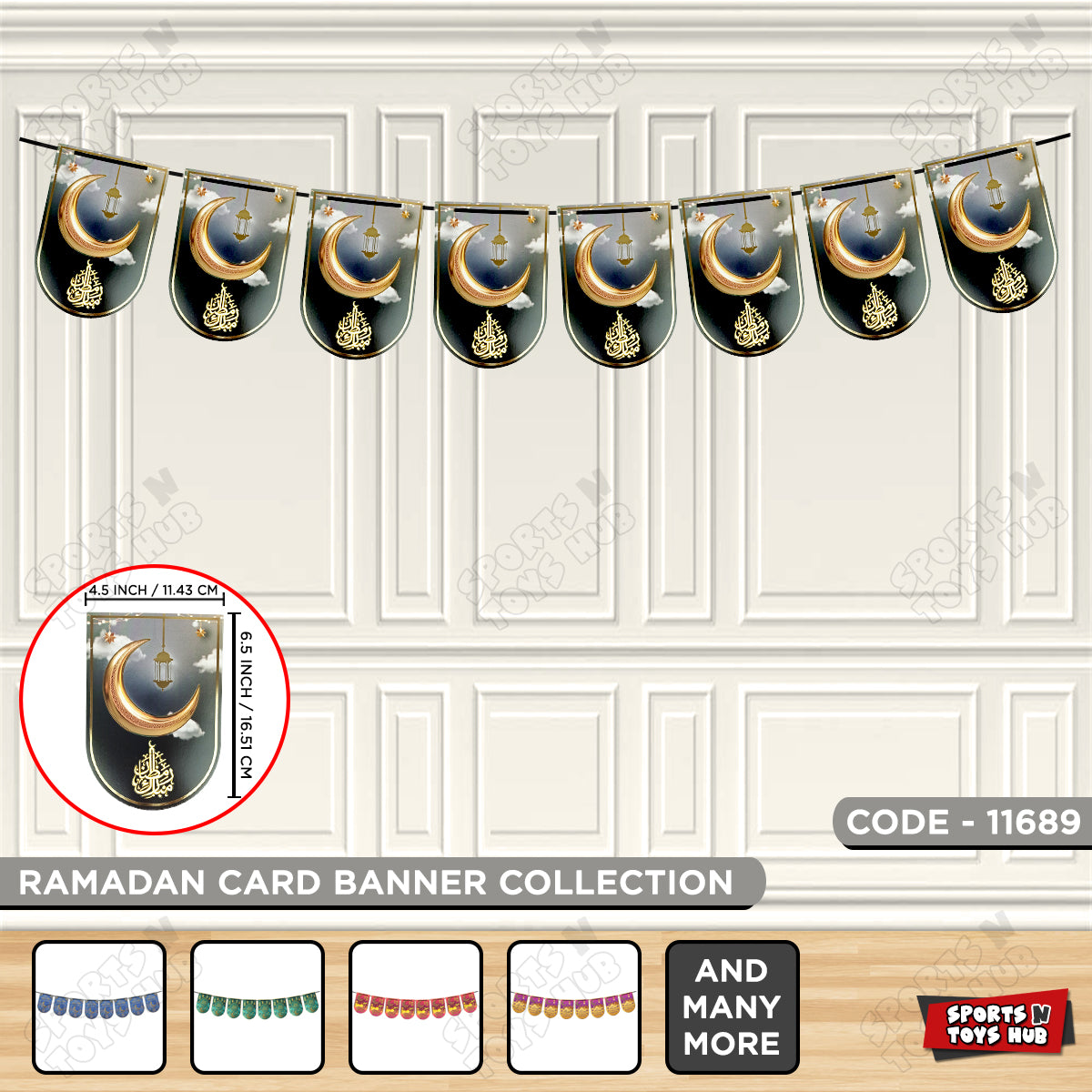 Ramadan Kareem Midnight Grey Card Banner