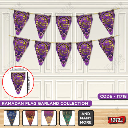 Ramadan Kareem Iris Purple Flag Triangle Banner