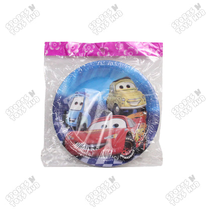 Printed Cartoon Character Car Disposable Plates - Pack Of 10