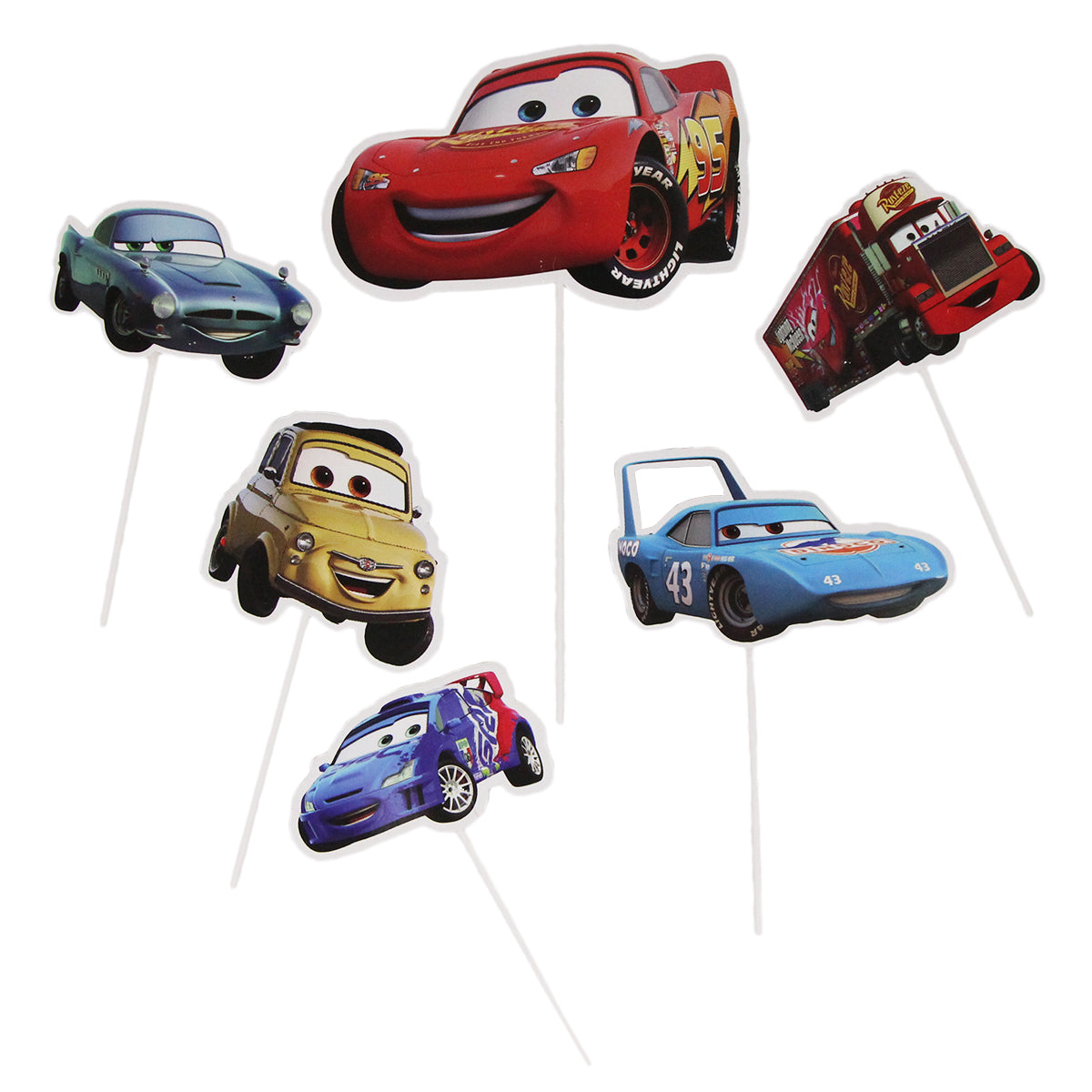 HBD Cartoon Character Car Cake Topper - 6 Pcs