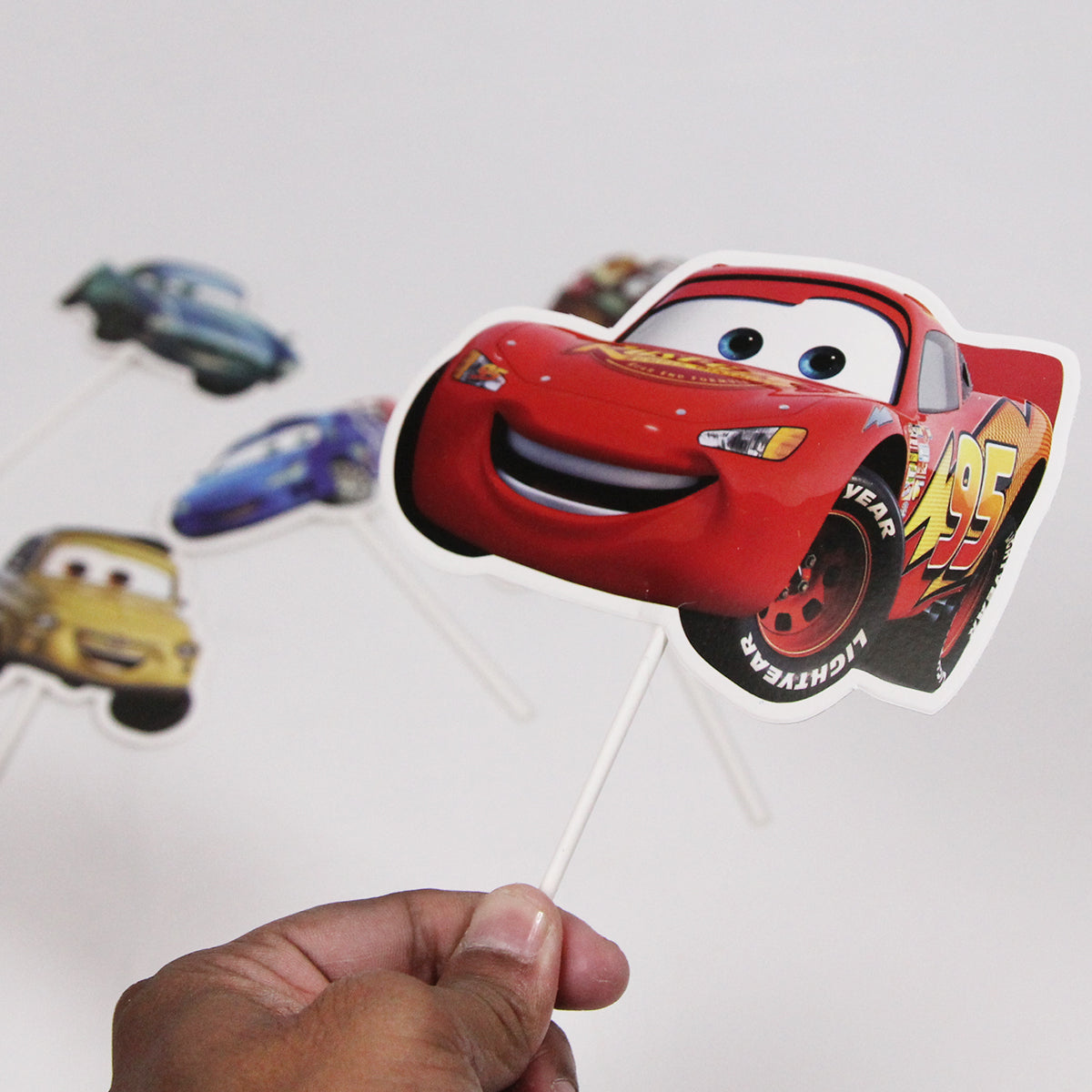 HBD Cartoon Character Car Cake Topper - 6 Pcs