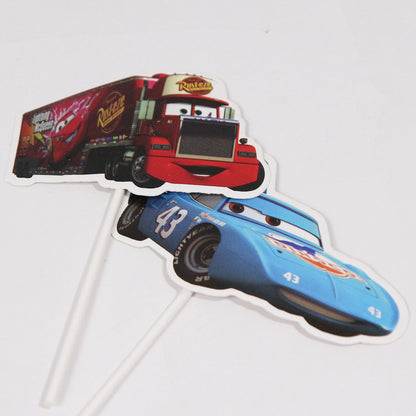 HBD Cartoon Character Car Cake Topper - 6 Pcs