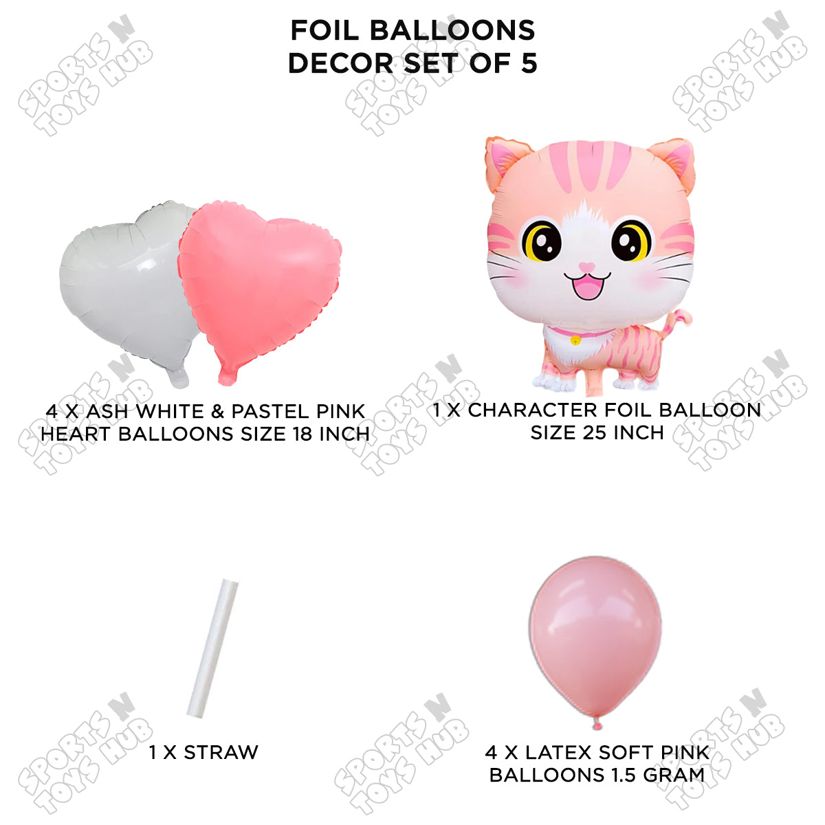 Cartoon Cat Foil Pack Of 9 Balloon Set