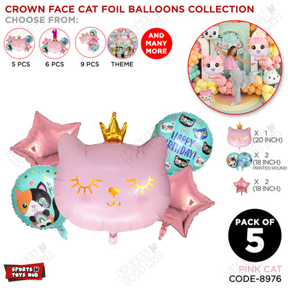 Pink Kitten Cute Cat Foil Balloons - Pack of 5
