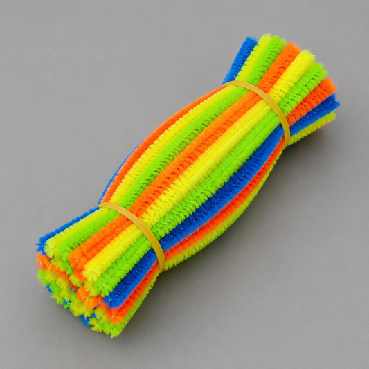 Neon Color Fuzzy Pipe Cleaners 100 Pcs – Premium Chenille Craft Stems 30cm, 7-8mm Thick Flexible Pipe Cleaner Sticks for DIY Arts & Crafts, Kids Creative Projects, School Craft Supplies