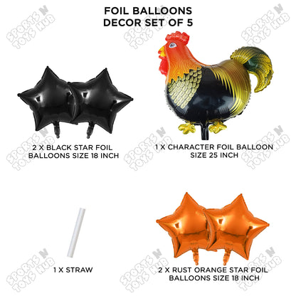 Chicken Cartoon Foil Pack Of 5 Balloon Set