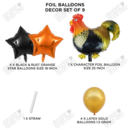 Chicken Cartoon Foil Pack Of 9 Balloon Set