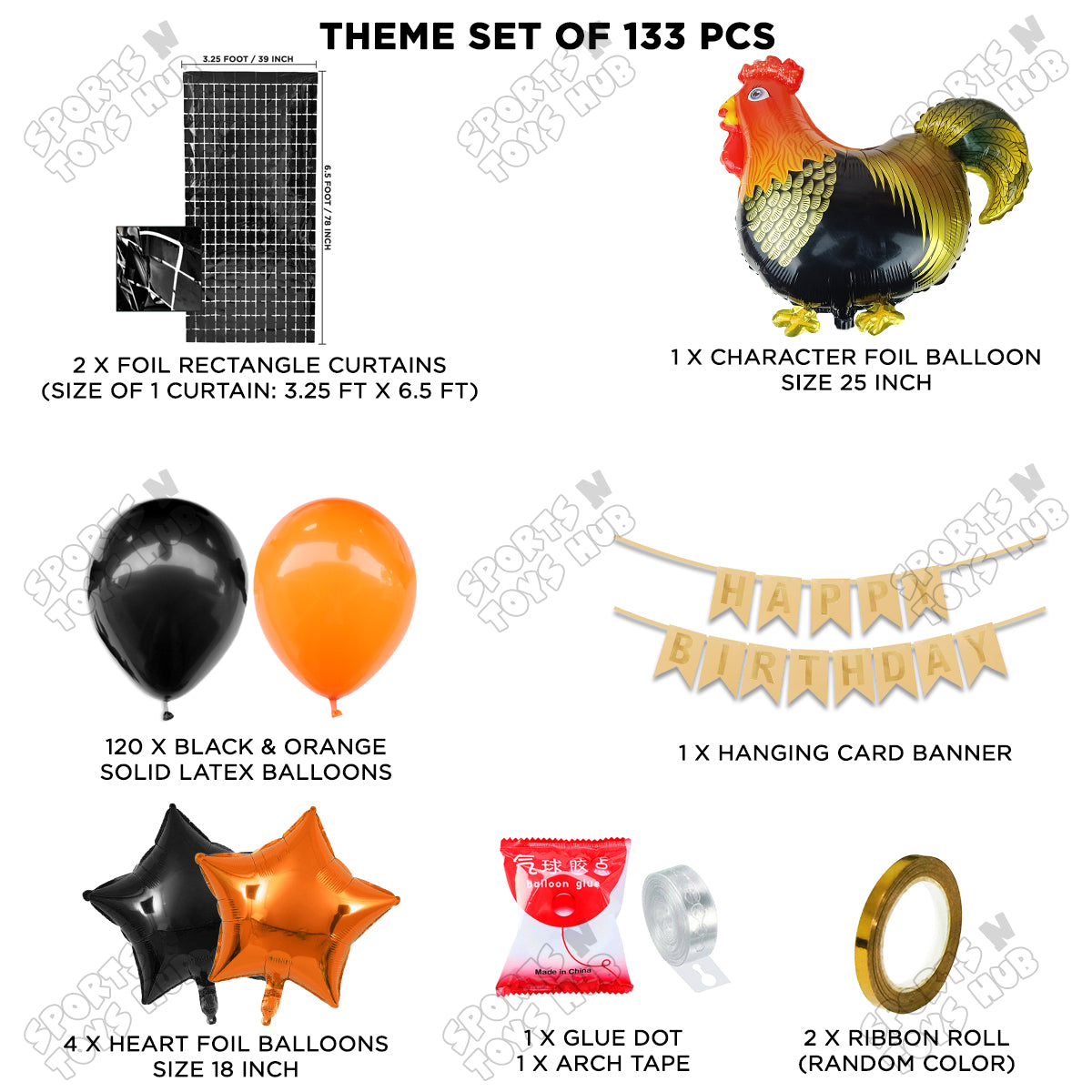 Chicken Cartoon Foil Balloon Set With Happy Birthday Card Banner Arch Theme