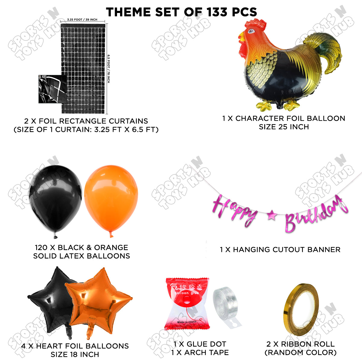 Chicken Cartoon Foil Balloon Set With Happy Birthday Card Banner Arch Theme