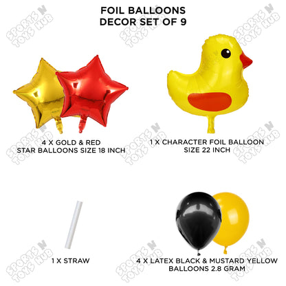 Chick Cartoon Foil Pack Of 9 Balloon Set