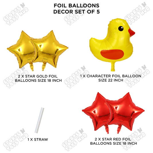 Chick Cartoon Foil Pack Of 5 Balloon Set