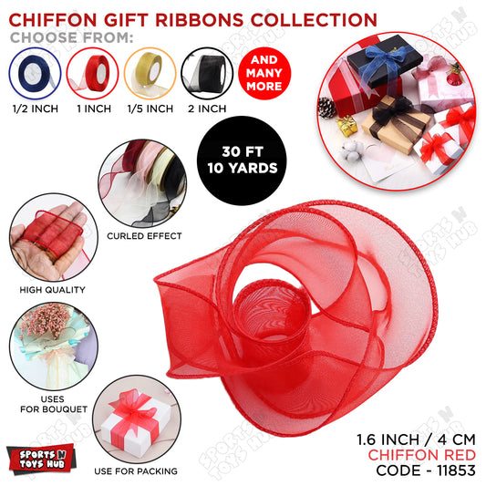 1.6-Inch x 4CM Sheer Chiffon Ribbon Collection – Ideal for Gifts, DIY Crafts & Events