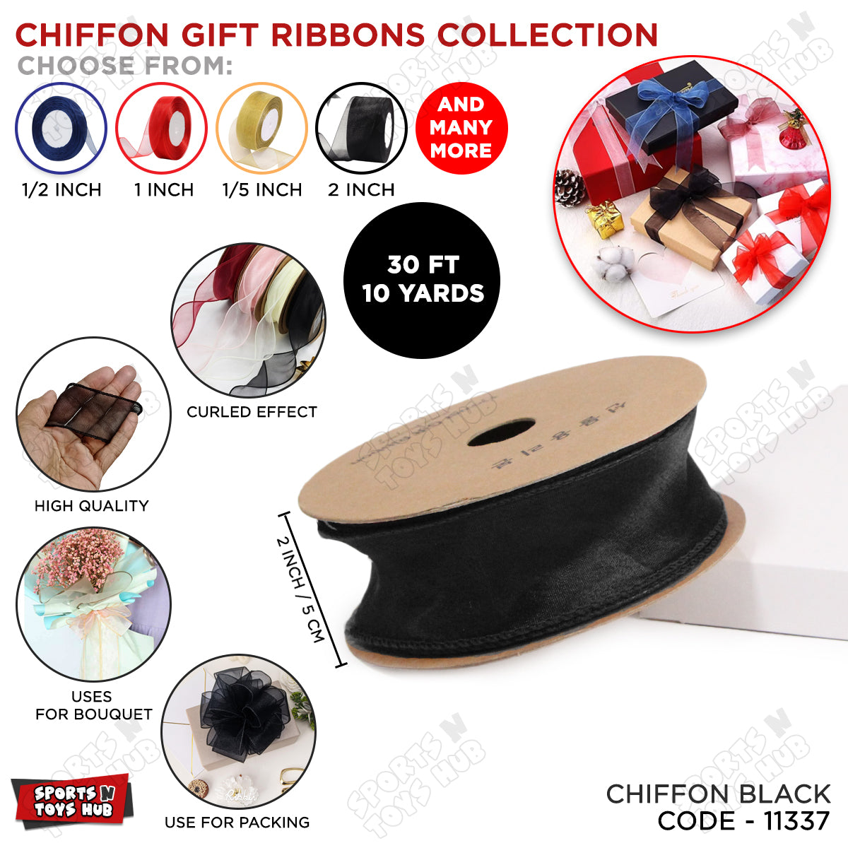 2-Inch Sheer Chiffon Ribbon Collection – Ideal for Gifts, DIY Crafts & Events