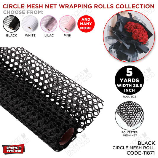 Circle Mesh Net Wrapping Roll – 5 Yards, 23.5 Inch Wide Polyester Mesh Fabric for Flower Bouquets, Gift Wrapping, Floral Arrangements, Wedding Decorations, Party Decor & Craft Supplies – Available in Multiple Colors