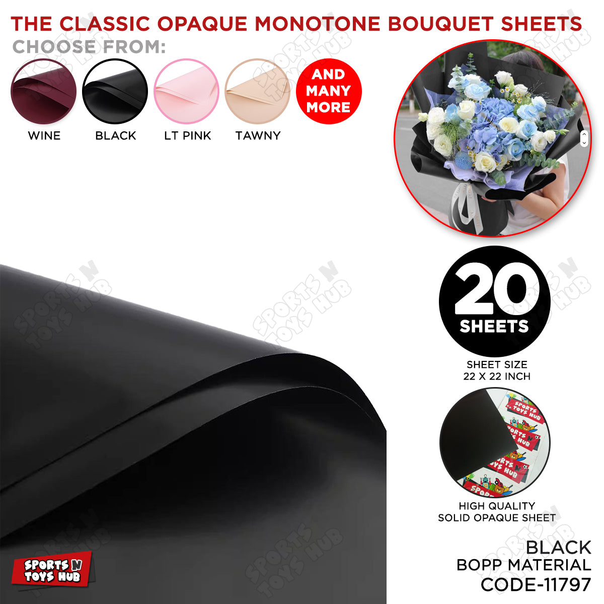 The Classic Opaque Monotone Plain Solid Color Opaque Mate Bouquet Sheets