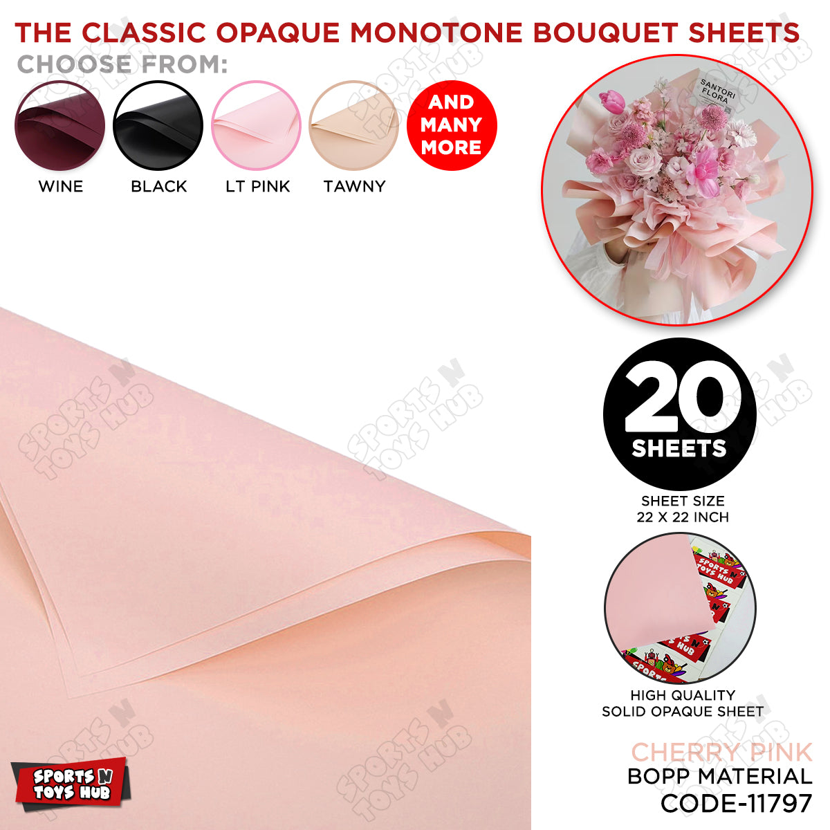 The Classic Opaque Monotone Plain Solid Color Opaque Mate Bouquet Sheets