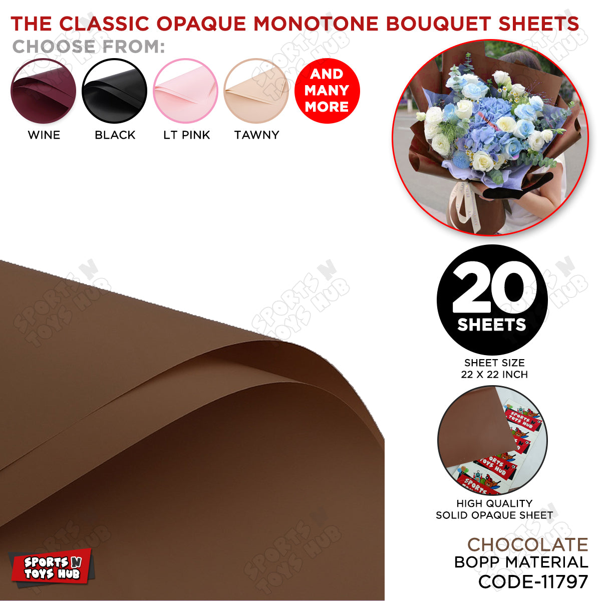 The Classic Opaque Monotone Plain Solid Color Opaque Mate Bouquet Sheets