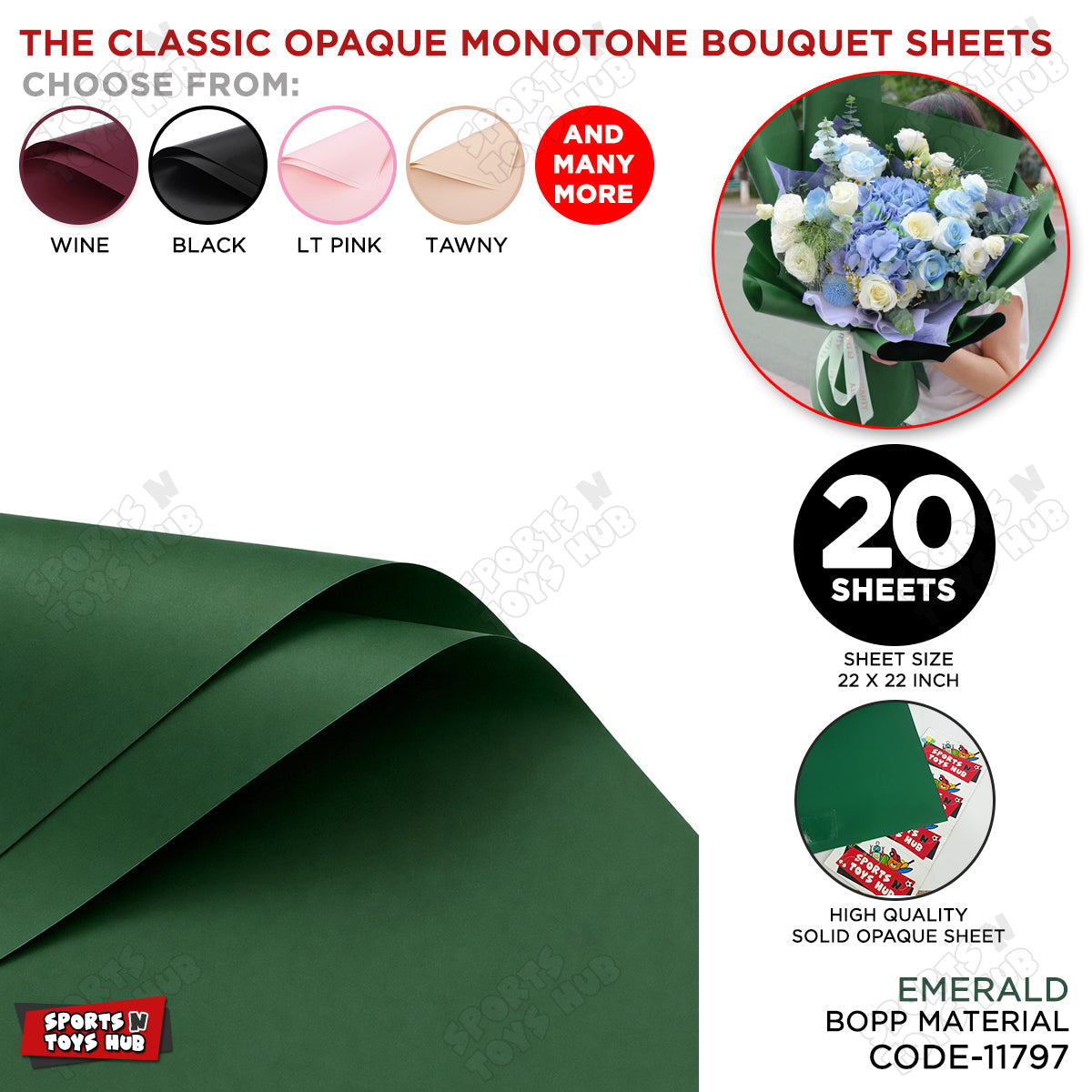 The Classic Opaque Monotone Plain Solid Color Opaque Mate Bouquet Sheets