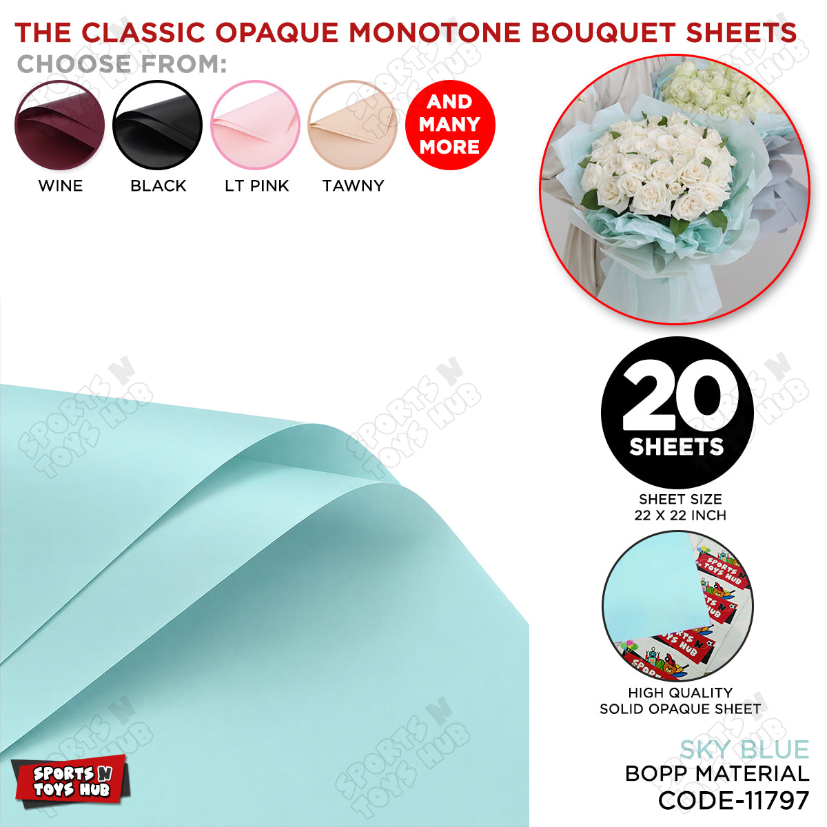 The Classic Opaque Monotone Plain Solid Color Opaque Mate Bouquet Sheets