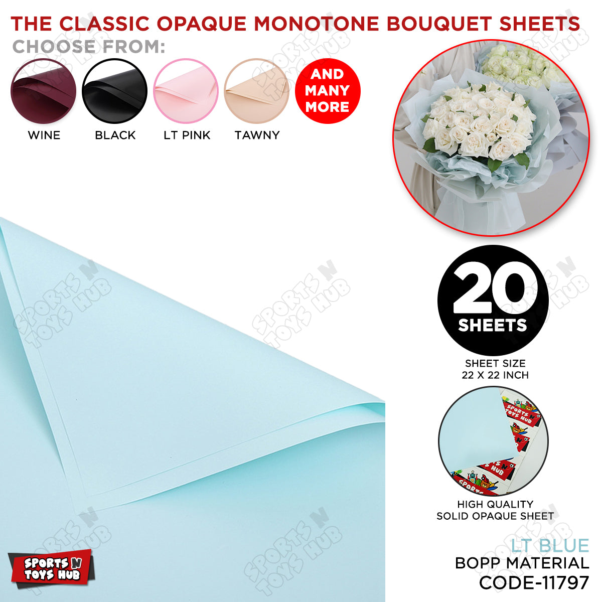 The Classic Opaque Monotone Plain Solid Color Opaque Mate Bouquet Sheets